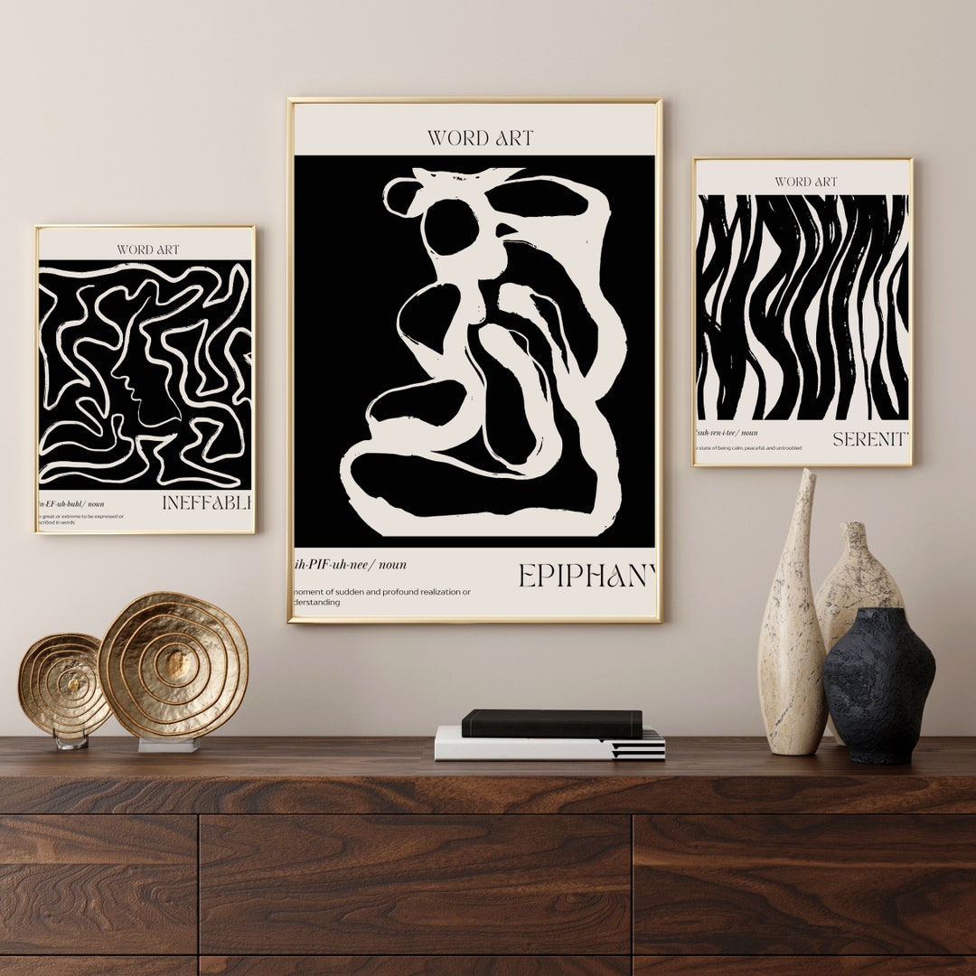 Printable Gallery Set of 2 Black Lines Set Modern Simple - Etsy