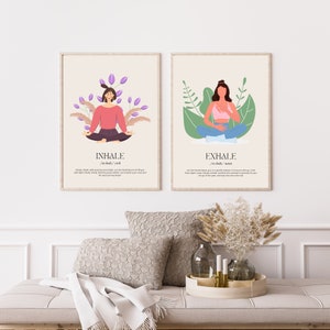 Inhale - Exhale | Printable Positive Mental health Prints | Modern Simple Neutral art | Neutral Trendy Abstract Art Print | Contemporary art