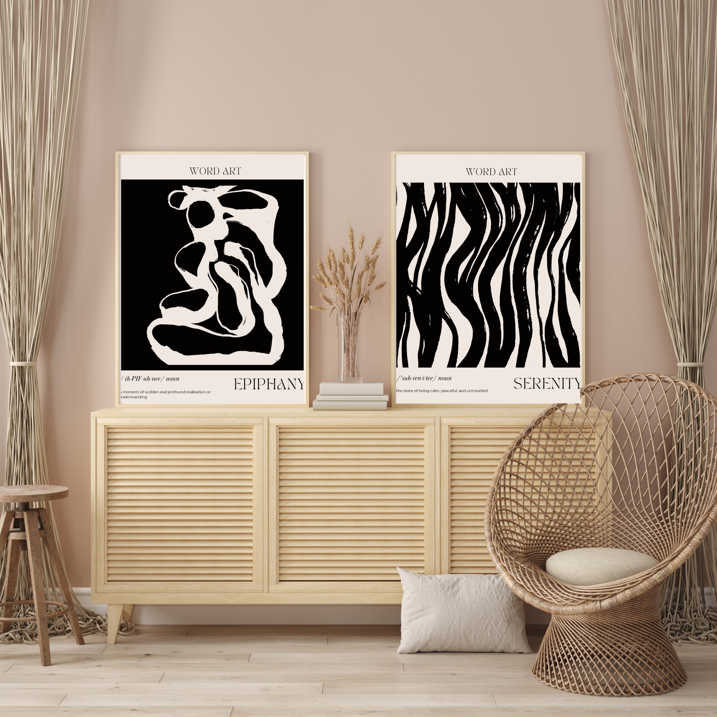 Printable Gallery Set of 2 Black Lines Set | Modern Simple Neutral Art ...