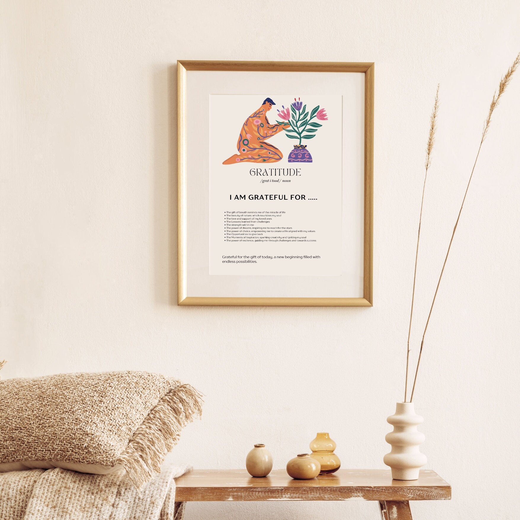 Gratitude Poster Digital Download Art - Inspirational Wall Art Print ...