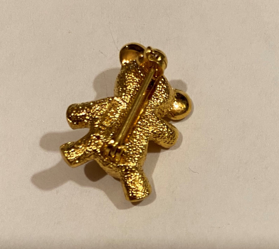 Vintage Gold Tone Teddy Bear Brooch Pin | Etsy