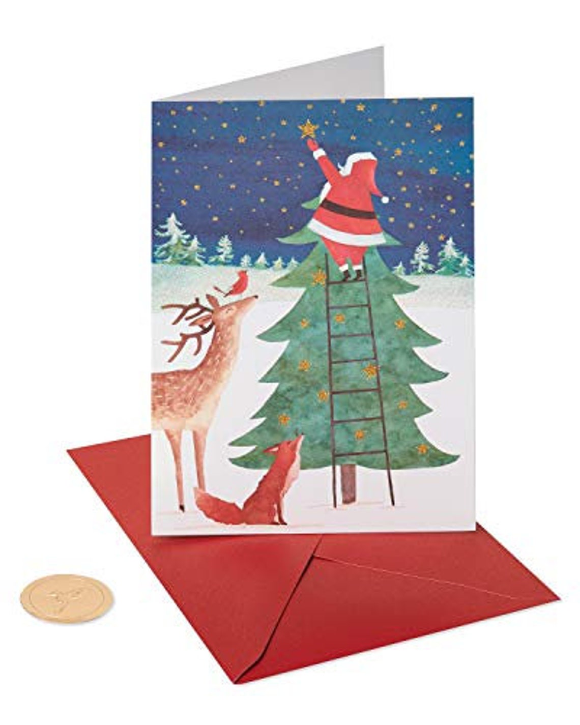 Papyrus Christmas Cards Boxed Santa Reaching for a Holiday Etsy