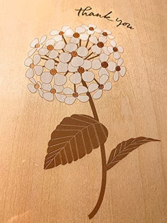 Papyrus 6320276 Greeting, 1 EA, Wooden Hydrangea Thank You Card 