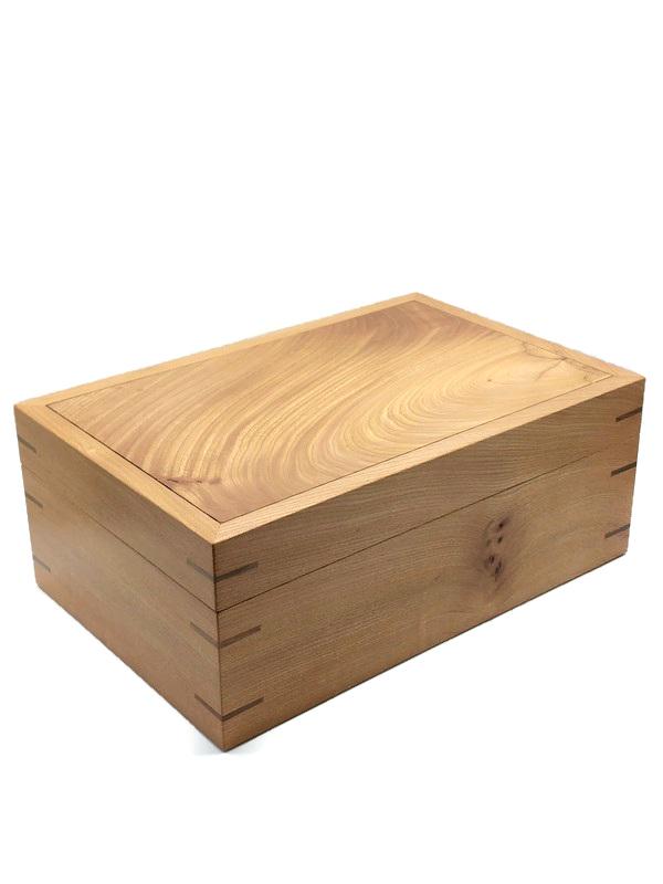 Handcrafted Elm Wood Jewellery Box, Suede Lined Tray & Watch