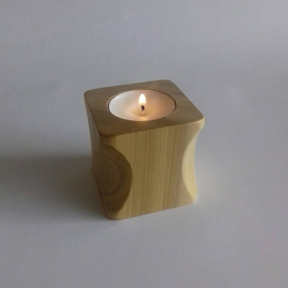 Wooden Tealight Holder Small Handcrafted Wood Candle Holder Etsy