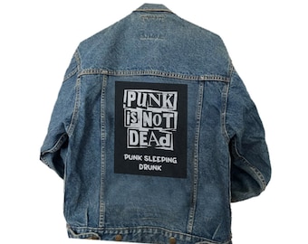 Punk is not dead - Vintage Denim Jacket punks back print patched Denim rocker, rock, retro S-XL various designs inside