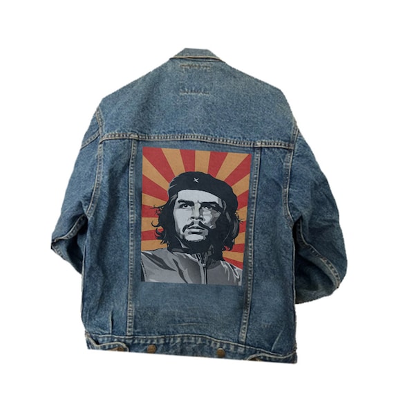 Vintage Denim Jacket Che Guevara Back Print Patched Blue Denim -  UK