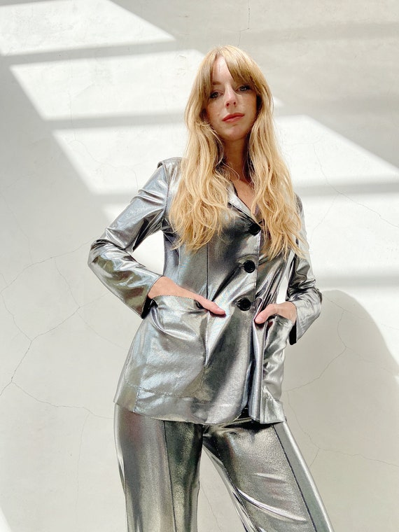 Moschino Cheap and Chic 90S Liquid Silver Suit - image 6