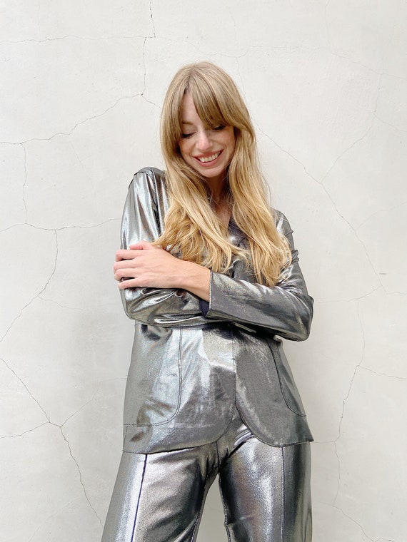 Moschino Cheap and Chic 90S Liquid Silver Suit - image 4