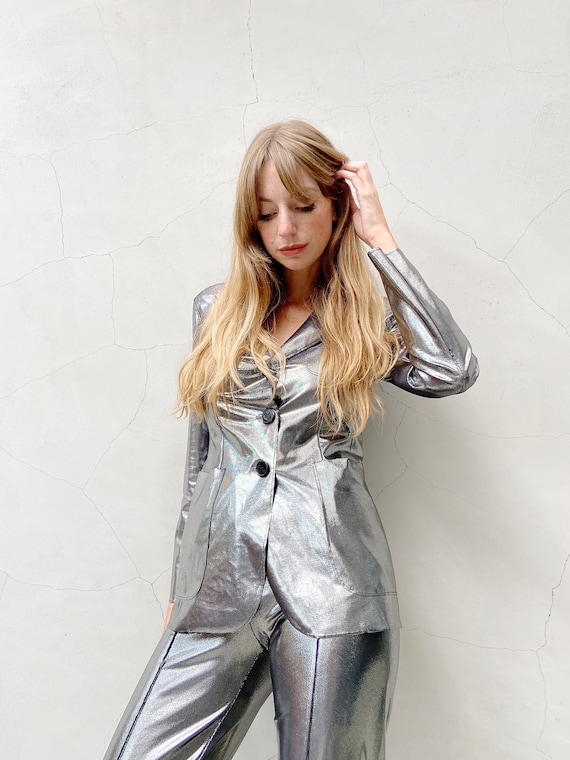 Moschino Cheap and Chic 90S Liquid Silver Suit - image 1