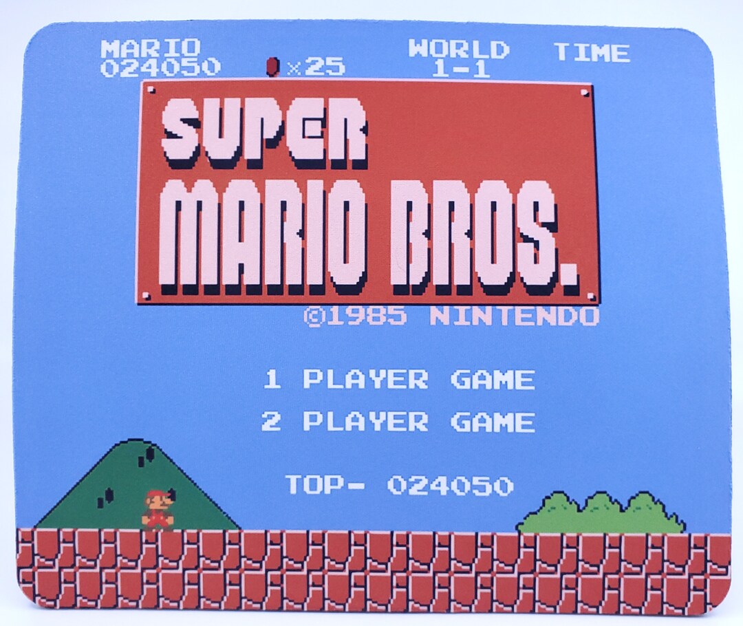 Super Mario Brothers Start Screen Mouse Pad Sublimated Retro 80s Video ...