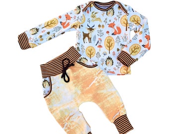 Set: shirt and bloomers forest animals fox and hedgehog in the forest gift