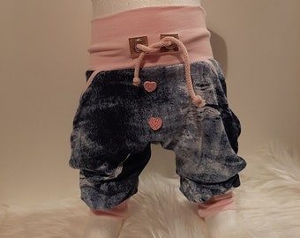 Pumphose Jeansstyle rosa herzen Knöpfe Wunschgröße