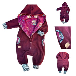 Strickoverall weinrot bordeaux Fuchs Boho Babygeschenk Jacke Taufe Bild 5