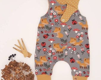 Baby romper cotton jersey | Boho Cute Forest Animal Fox Motif Romper | Gift birth baptism Christmas