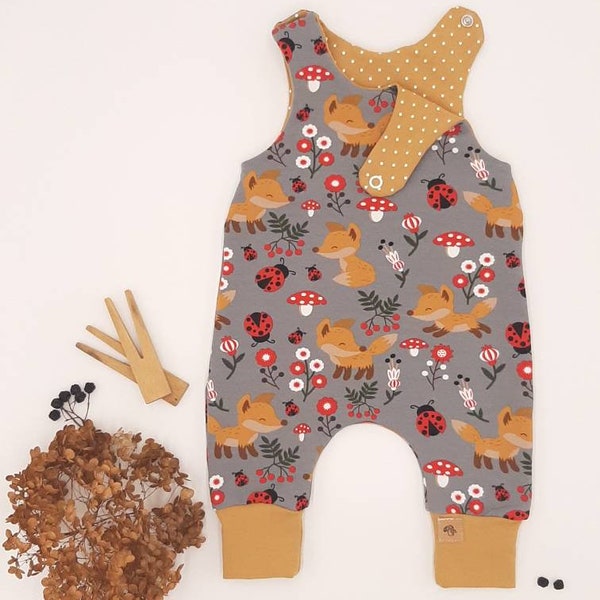 Baby Strampler Baumwolljersey | Boho Niedliches Waldtier Fuchs Motiv Strampler | Geschenk Geburt Taufe Weihnachten