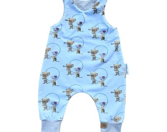 Romper "Die Bademeusel" mice light blue gift for a birth