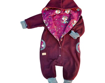 Strickoverall weinrot bordeaux Fuchs Boho Babygeschenk Jacke Taufe