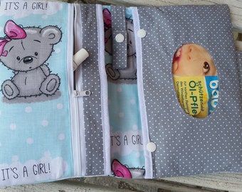 XXL Windeltasche Teddy mint grau Punkte It's a girl