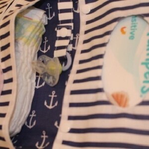 large XXL diaper bag anchor blue white striped image 3