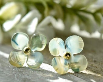 Hydrangea Flower Studs | Cellulose Acetate Colorful Resin Floral Stud Earrings 14k Posts Nickel Free