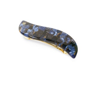 Wave Barrette in Sapphire Dark Blue Gemstone Acetate French Hair Clip Non Slip image 2