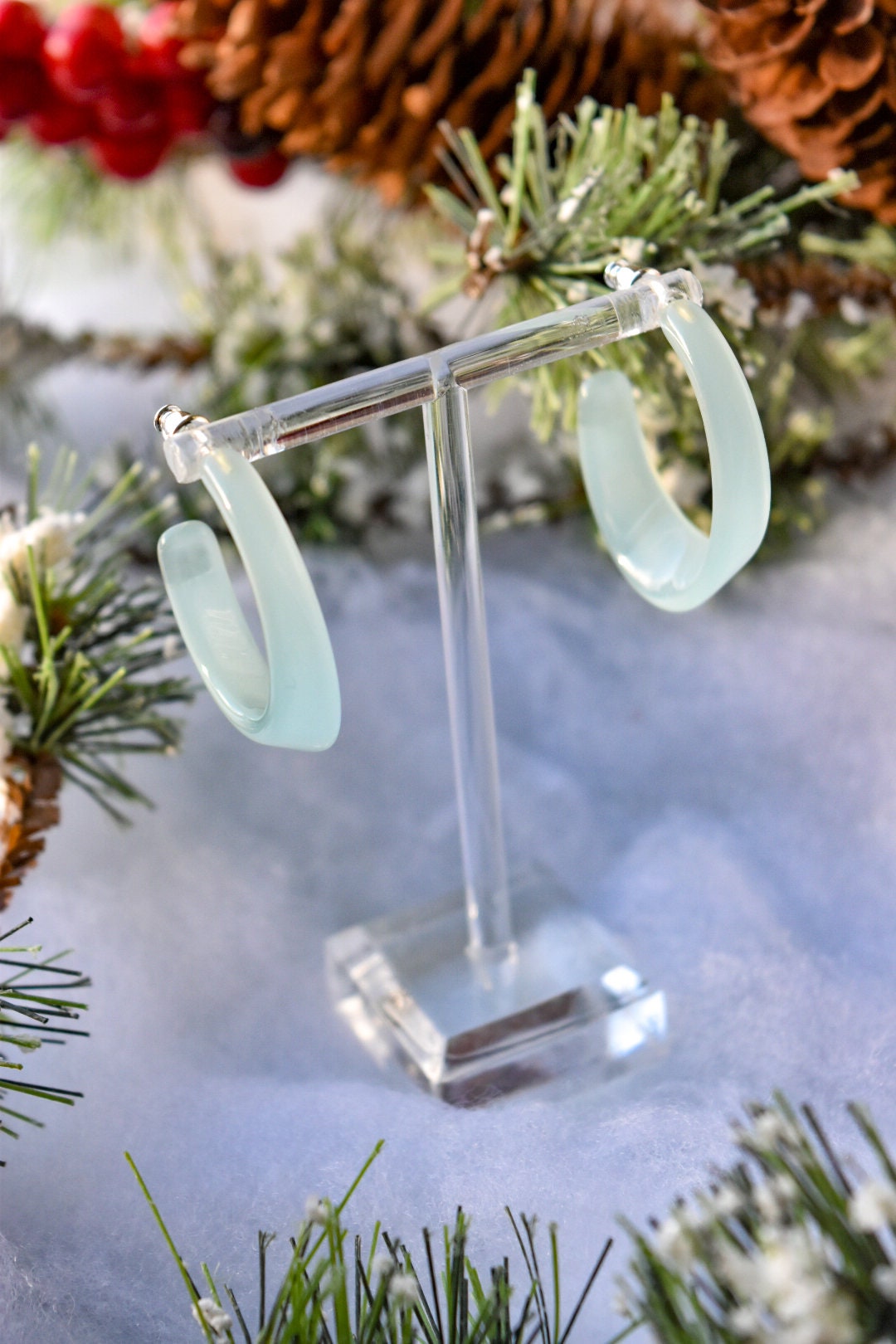 Créoles Argent 925 Plaqué Or – Avec Véritables Perles De Jade Vert Grade A, Neuves Avec étiquettes