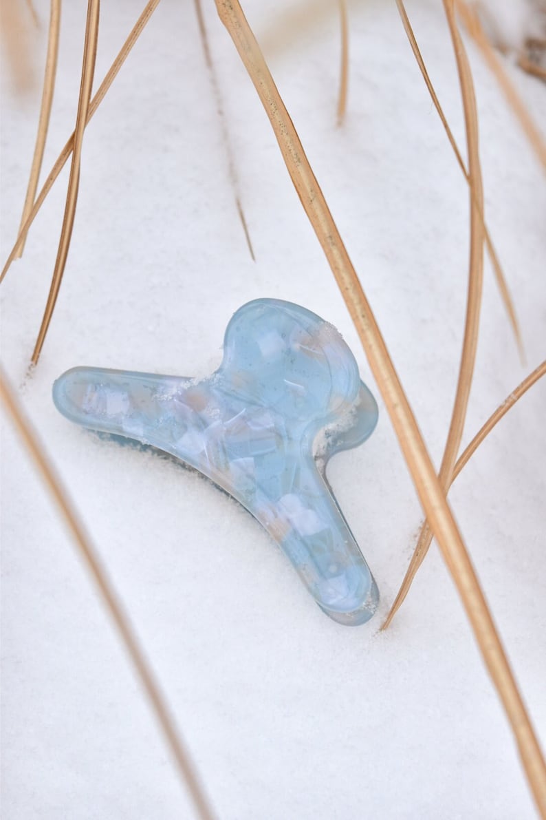 French Hair Claw in Sky Light Blue Pearl Hair Clips Acetate Stainless Steel image 1