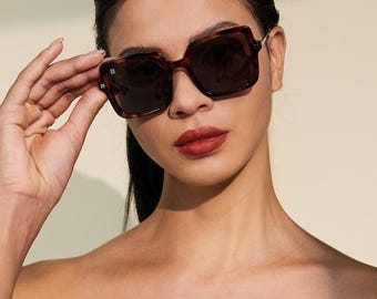 Square Sunglasses | Acetate Tortoise Shell Polarized Sunglasses