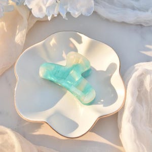 Mini French Claw in Bahama l Teal Hair Clip Acetate Stainless Steel