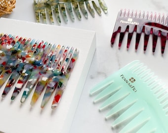 Cellulose Acetate Hair Comb |  Double Sided Pick