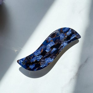 Wave Barrette in Sapphire Dark Blue Gemstone Acetate French Hair Clip Non Slip image 1