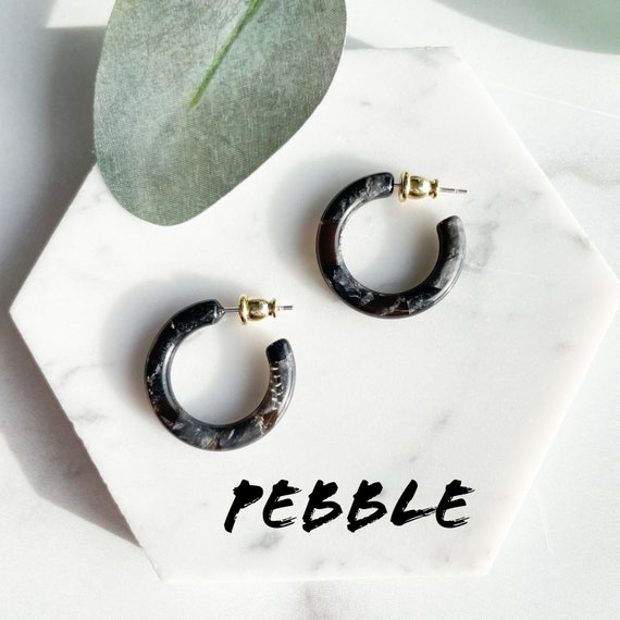 Ultra Mini 24mm Hoops in Pebble | Italian Acetate Colorful