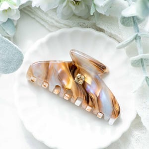 Mini griffes Glamour Grip en amétrine | Bronze Or Lavande | Petite barrette à cheveux en acétate, écaille de tortue, Italie