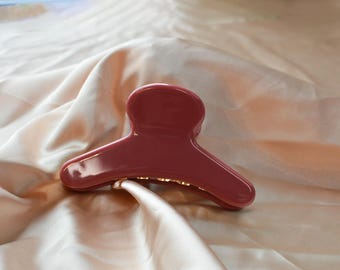 Pinza francesa malva en malva roja / Acetato italiano ecológico / Pulida a mano / Pinza resistente para el cabello / Regalo de San Valentín para ella