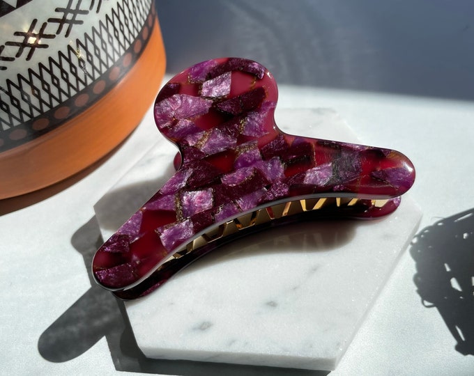 French Claw in Violet | Purple Gem Cellulose Acetate Resin Stainless Steel Teeth