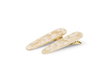 Waterdrop Clips in Angel Wing | White Cream Pink Alligator Sectioning Hair Clips 2 Pack Cellulose Acetate and Stainless Steel