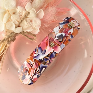 Oval French Barrette Collection Hair Clip Shell Rectangle Snap Barrettes Non-Slip image 8