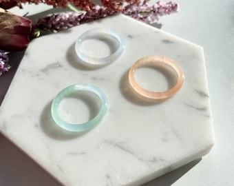 Spring Round Ring Collection | Tortoise Shell Acetate Resin Stacking Rings Fenna&Fei