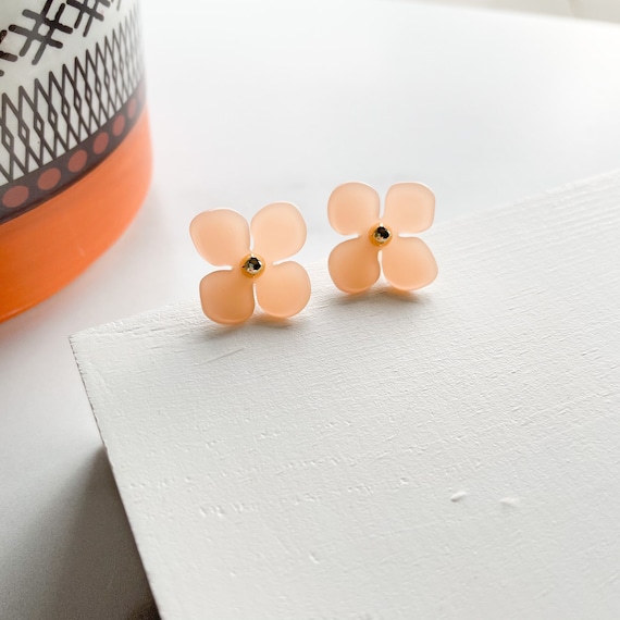 Hydrangea Flower Studs | Cellulose Acetate Colorful Resin Floral Stud Earrings 14k Posts Nickel Free