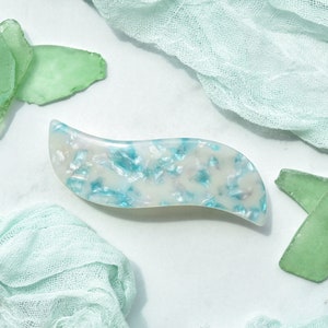 Wave Barrette in Mermaid Teal Green Jade French Barrette Snap Hair Clip Non Slip image 1