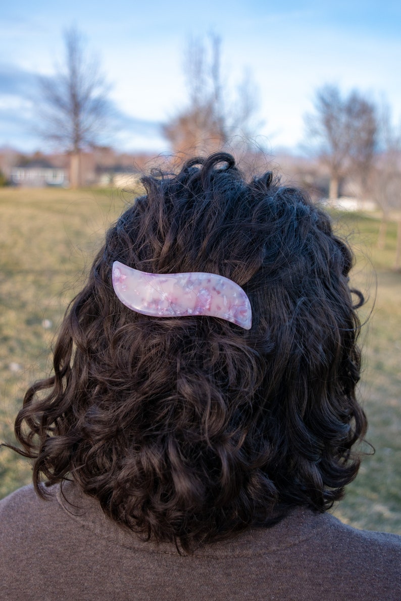 Wave Barrette in Unicorn Multi Colored Purple French Barrette Snap Hair Clip Non Slip image 7