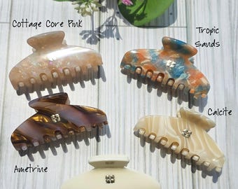 Glamour Grip Mini Claws in Soft Neutrals |  Italian Acetate Small Hair Clip