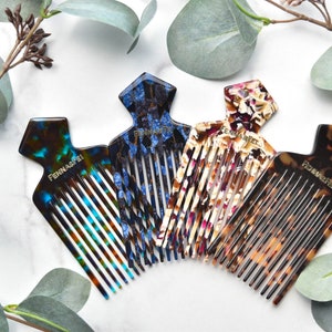 Diamond Pick Men’s Women’s Hair Comb Accessory Gift Cellulose Acetate Tortoise Shell Resin Hair Combs
