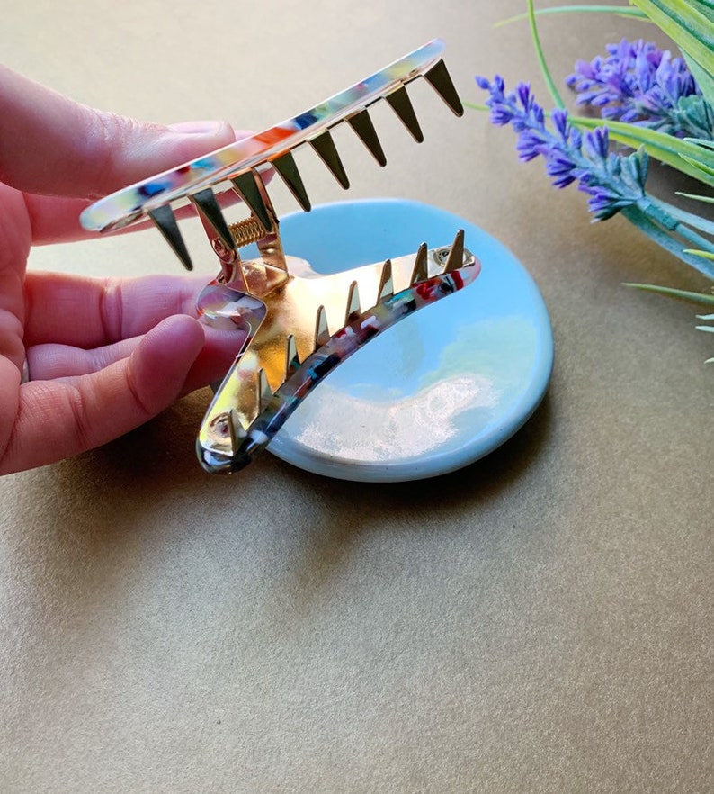 Buzzfeed Featured French Hair Claw in Rainbow Tortoise Etsy