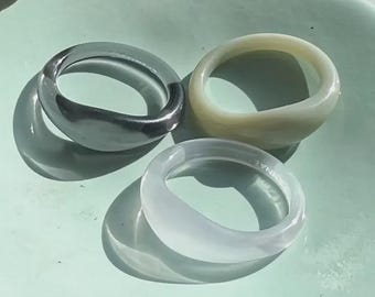 Ruyi Dome Ring Neutral Collection | Cellulose Acetate Resin Oval Domed Statement Ring