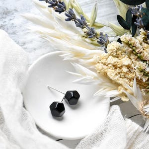 Kaleidoscope Studs In Black Pearl Ball Stud Earrings 925 Sterling Silver Posts