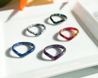 Heart Ring Collection| Chevron Acetate Stacking Resin Ring