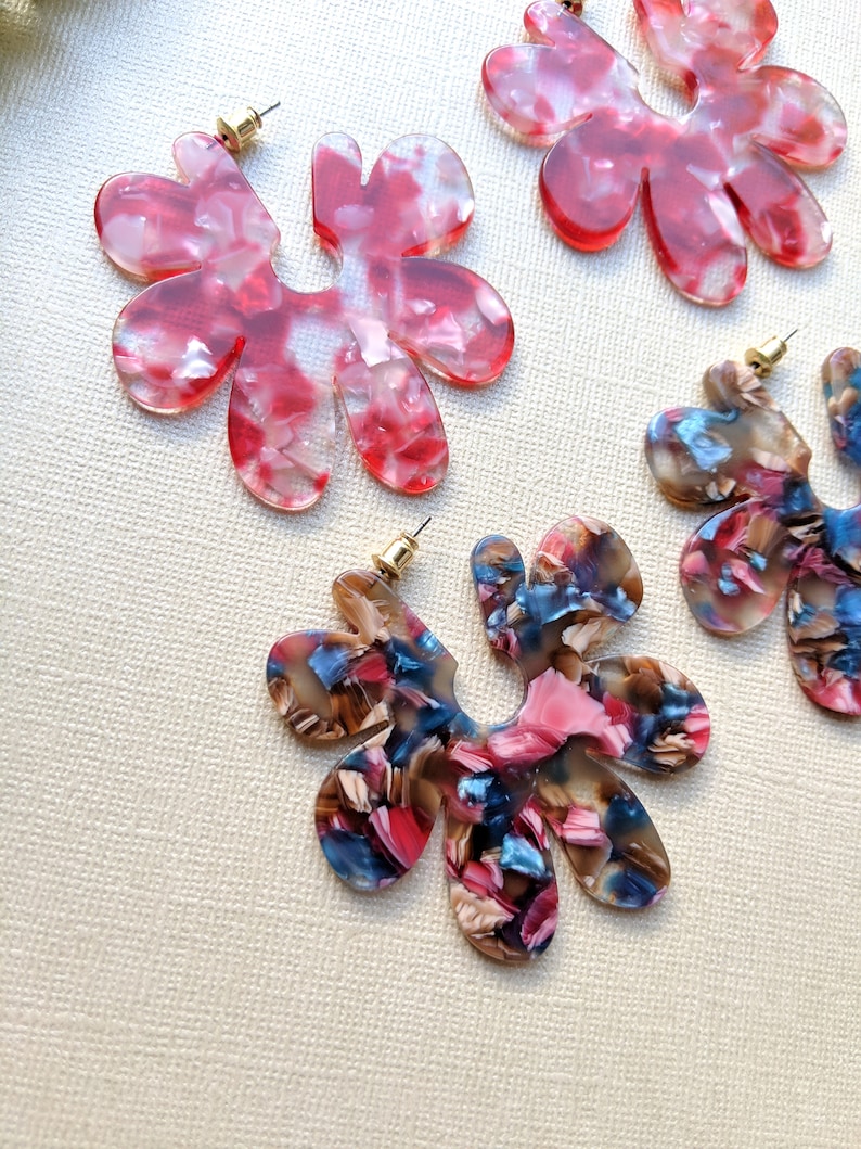 Acetate Hoop Earrings White Pearl Magnolias