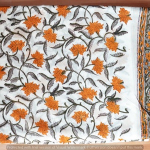 Indian Handmade By Yard Ethnic Running Loose Dressmaking Craft Sewing Materiel Cotton Fabric Throw Natural Anokhi Floral Printed Rug Making